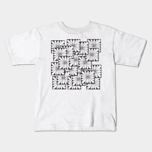 Flowers in squares layered pleasing pattern doodle hand drawn design Kids T-Shirt